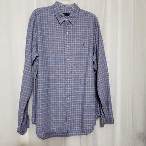 Ralph Lauren Button Shirt Checkered Plaid Shirt Long Sleeve Size Extra Large